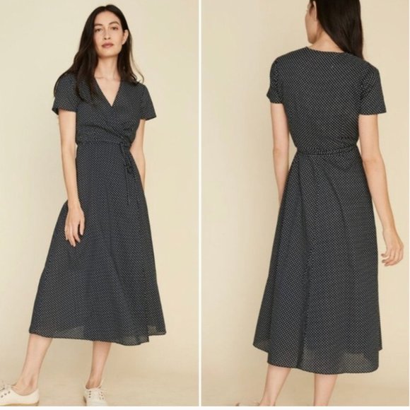 Jenni Kayne Polka Dot Cotton Wrap Style Dress - Picture 1 of 9